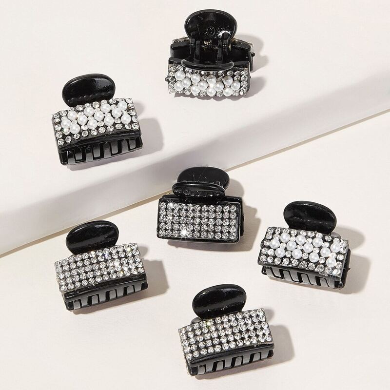 

Faux Pearl & Rhinestone Decor Hair Claw 6pcs, Multicolor