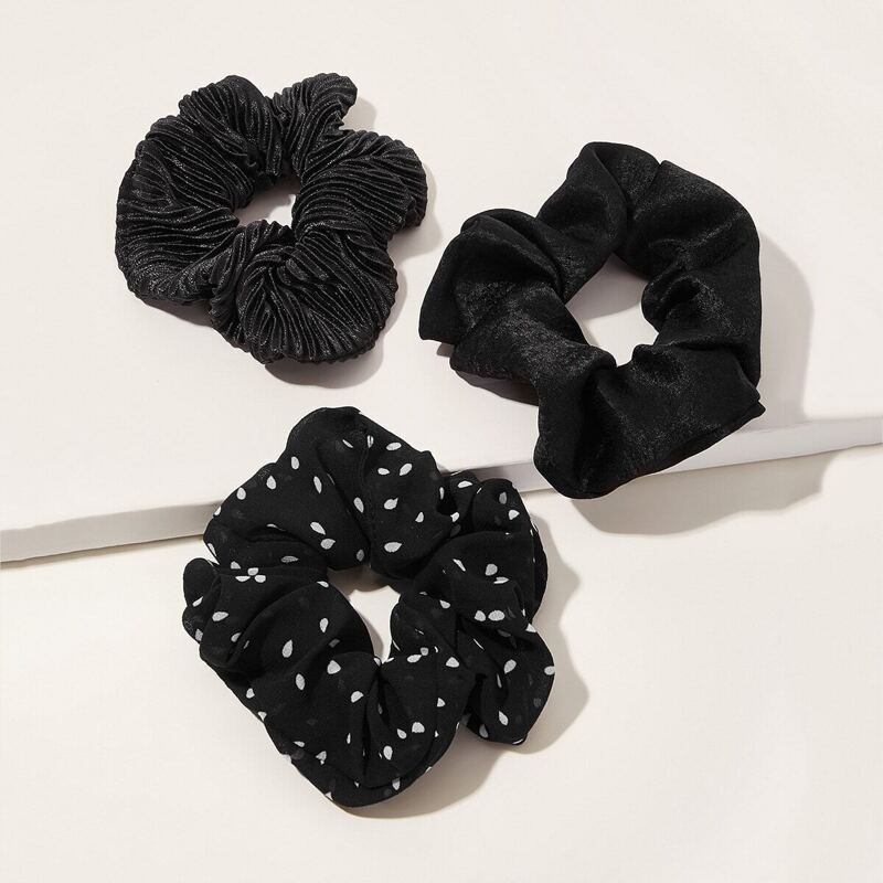 

Polka Dot Pattern Pleated Scrunchie 3pcs, Multicolor