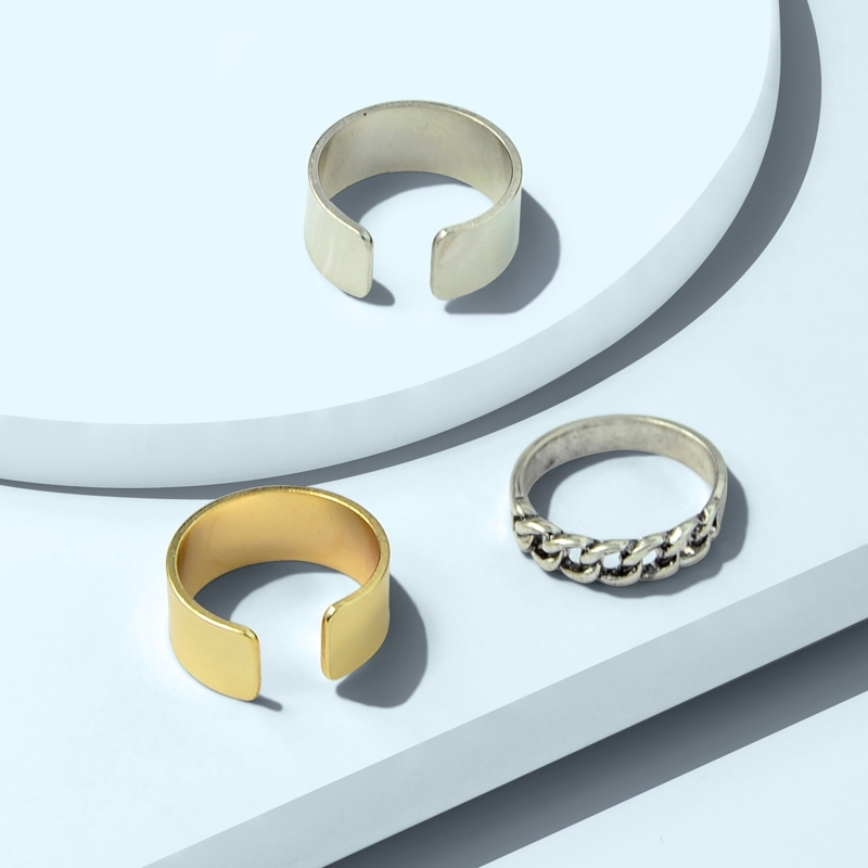 

Wide Cuff Ring 3pcs, Multicolor