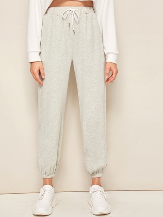 Pantalon de survêtement unicolore avec cordon à la taille