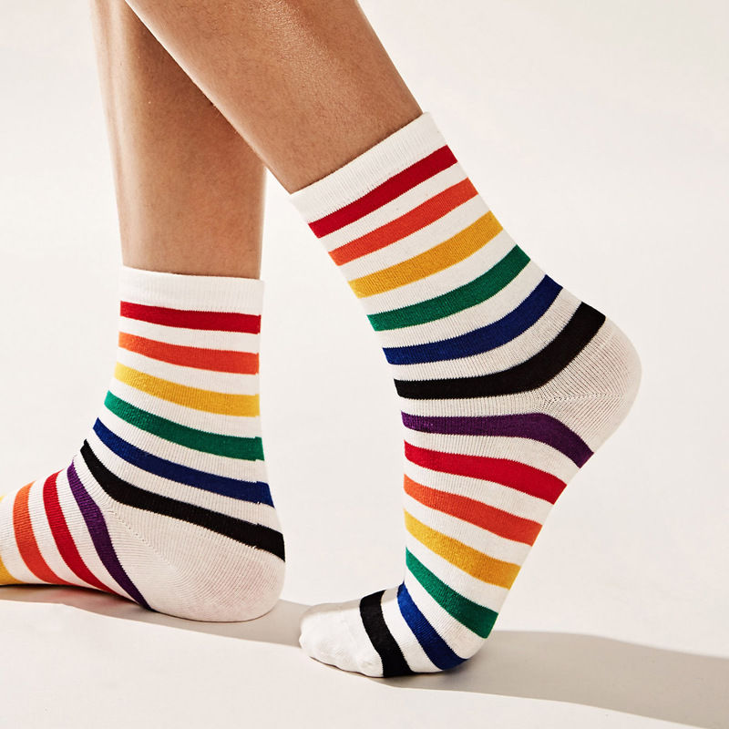 

Rainbow Striped Pattern Socks 1pair, Multicolor