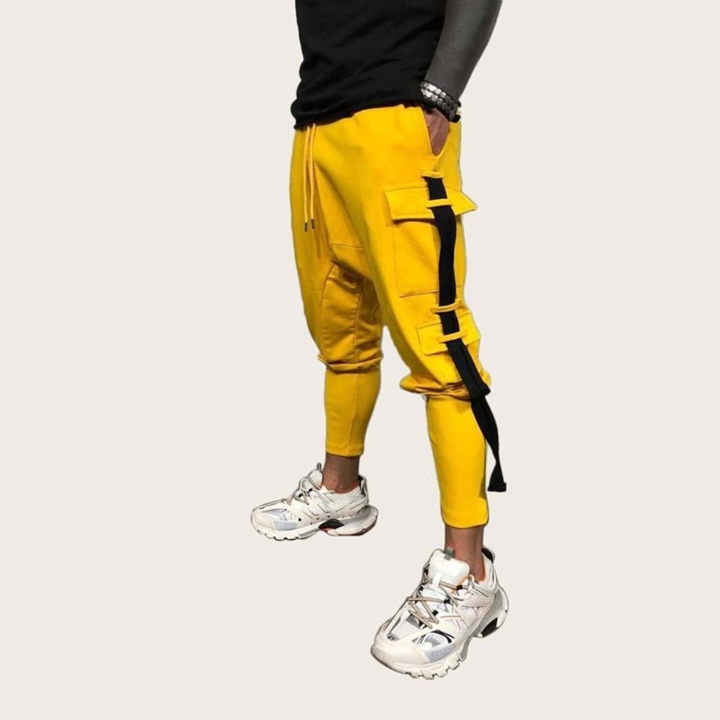 

Guys Pocket Side Ribbon Cargo Pants, Yellow