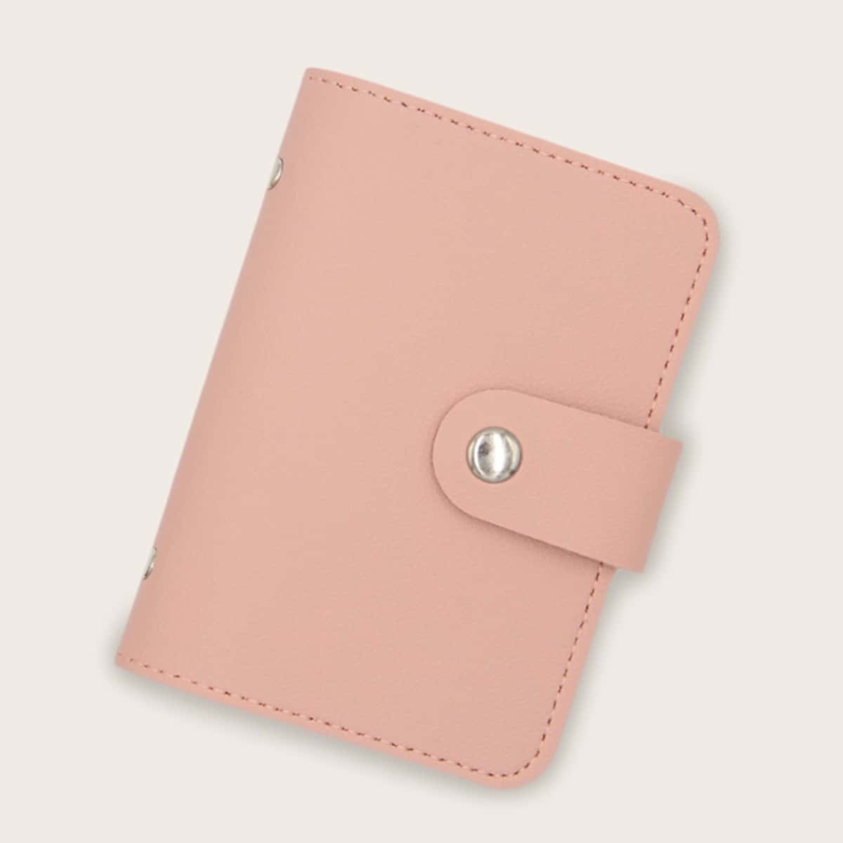 

Snap Button Card Holder, Pink