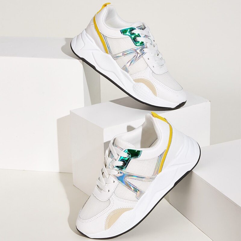 

Lace-up Front Holographic Detail Trainers, Multicolor