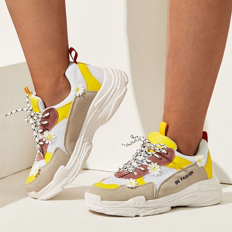 

Floral Decor Suede Panel Trainers, Multicolor