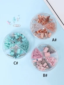 Paper Clip & Push Pin & Binder Clip Set 72pcs - Multicolor - View 2