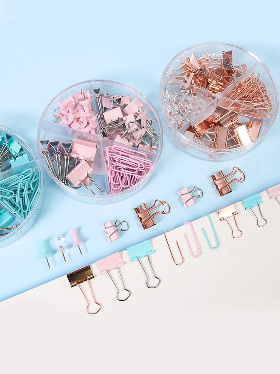 Paper Clip & Push Pin & Binder Clip Set 72pcs - Multicolor - View 1