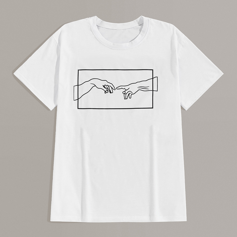 

Guys Hand Print Round Neck Tee, White