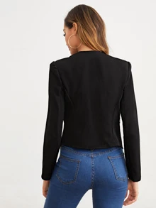 SHEIN Clasi Open Placket Zip Detail Blazer In Fall/Winter - Black - View 2