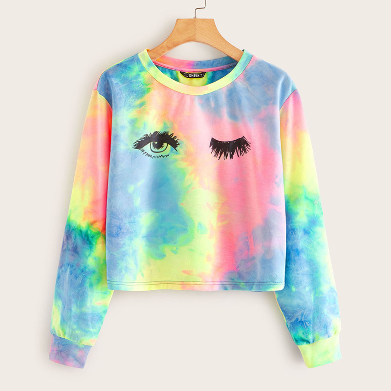

Eye and Eyelash Print Tie Dye Pullover, Multicolor