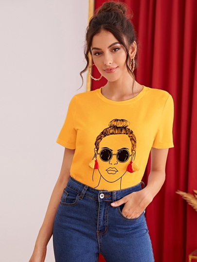 T-shirt à imprimé avec franges