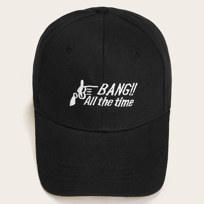 

Guys Slogan Embroidery Baseball Cap, Black