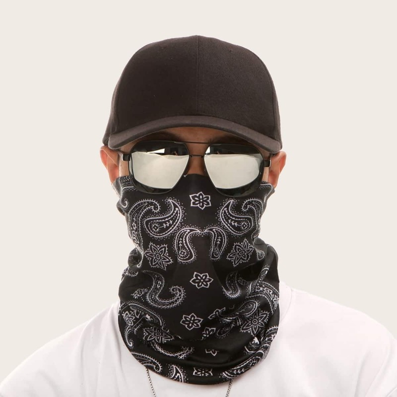 

Guys Paisley Pattern Face Scarf, Black