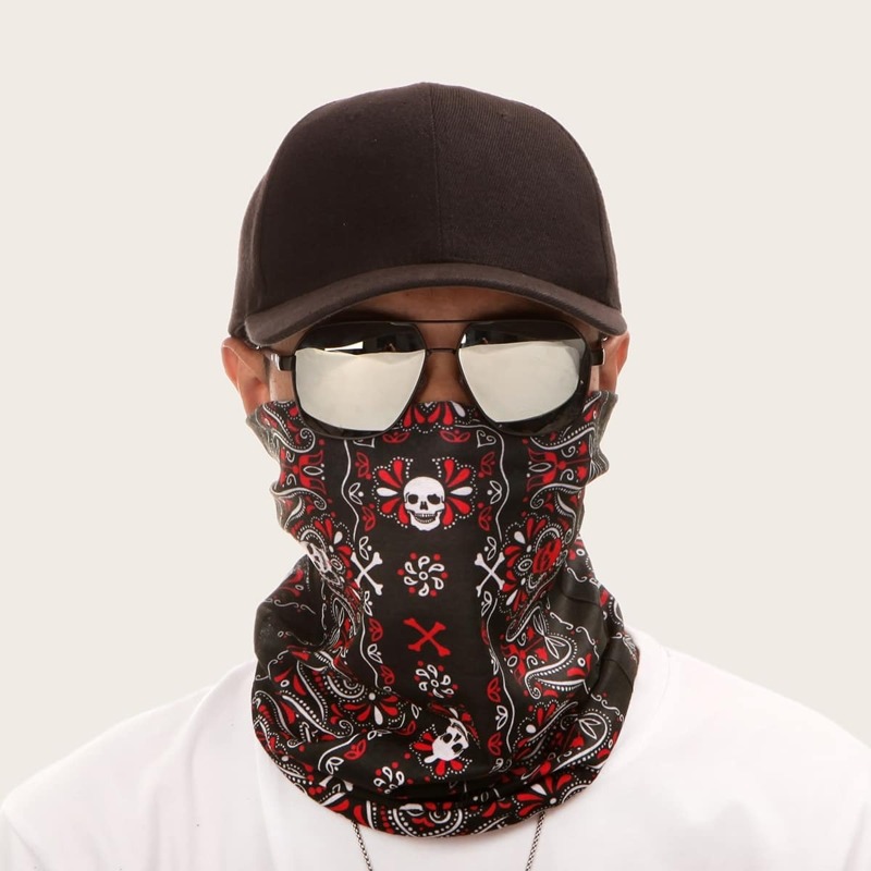 

Guys Halloween Skull Pattern Face Scarf, Multicolor