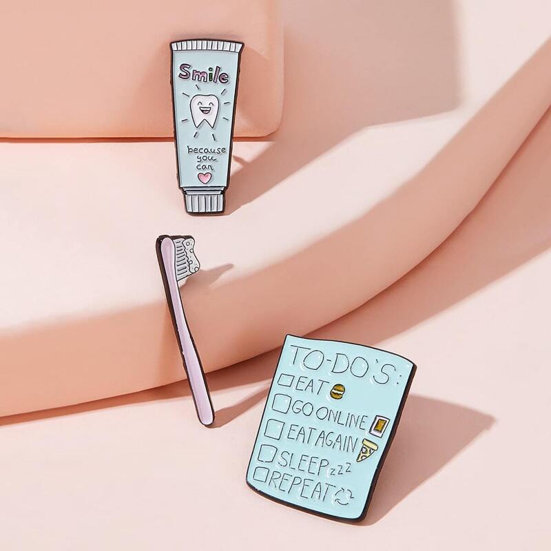 

Cute Brush & Brushpaste Shaped Brooch 3pcs, Blue