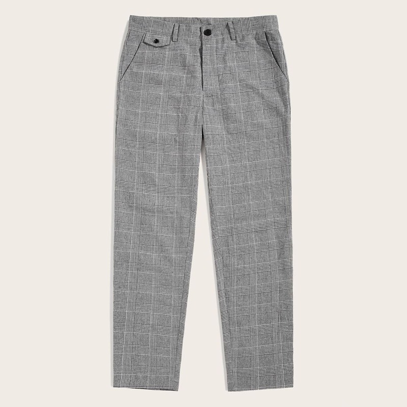 

Guys Slant Pocket Plaid Pants, Grey
