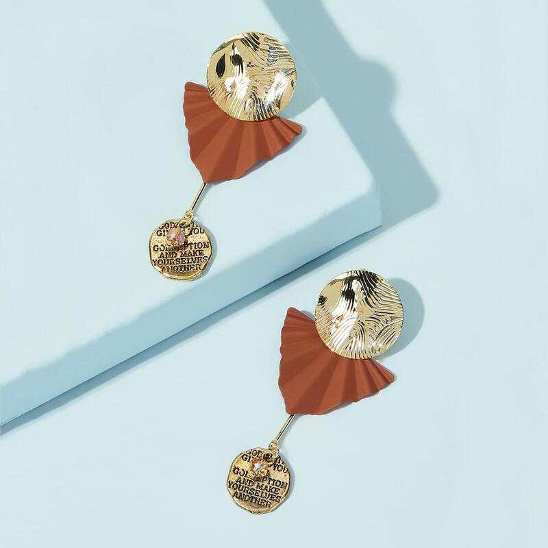 

Geometric Shaped Textured Earrings 1pair, Multicolor