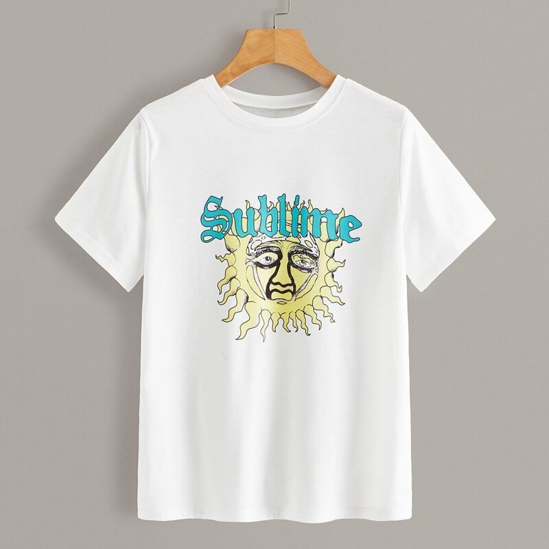 

Sun & Letter Print Tee, White