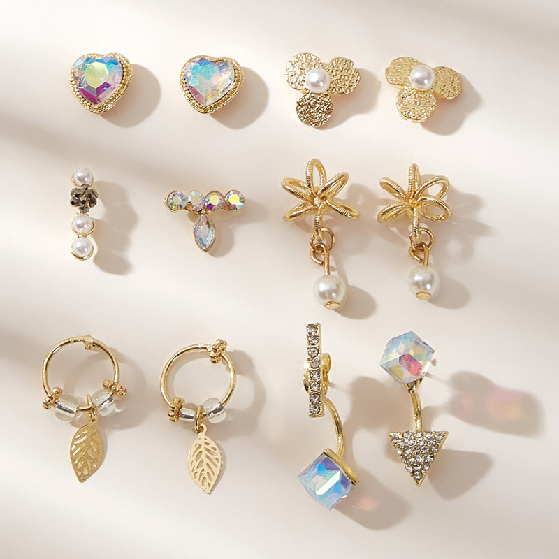

Heart & Flower Earrings 6pairs, Multicolor