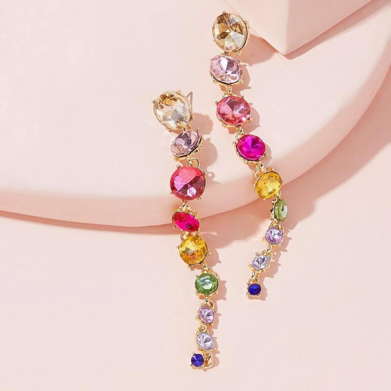 

Rhinestone Decor Drop Earrings, Multicolor