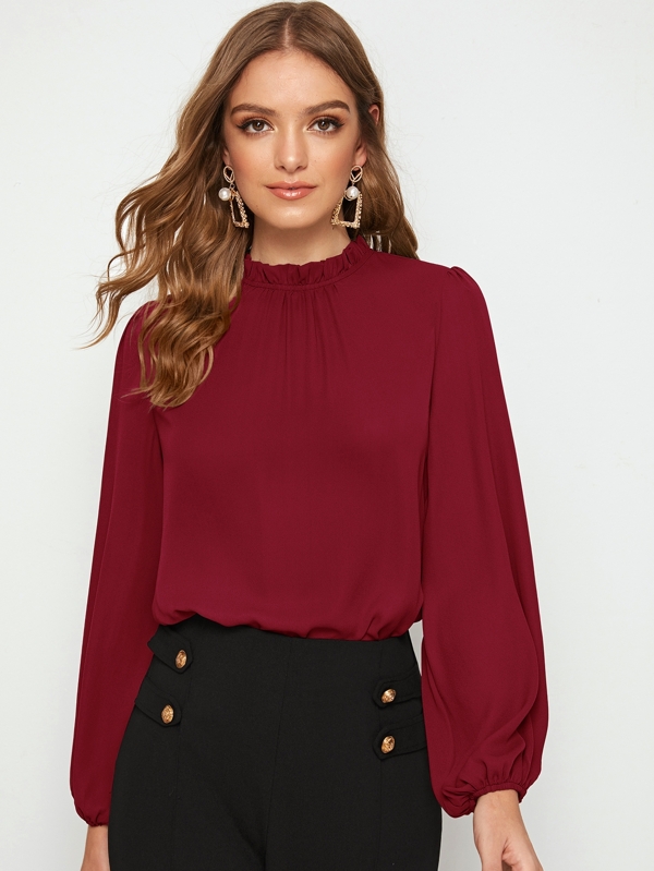 SHEIN Clasi لباس علوي بأكمام فانوس وبعنق مكشكش