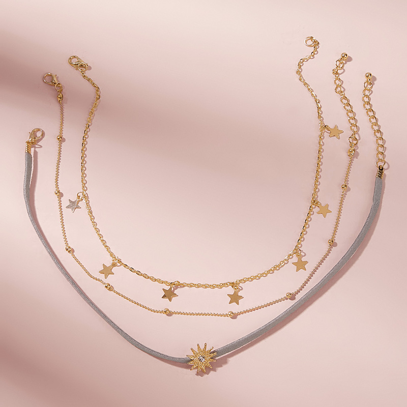 

Dormann Star Choker 1pc & Star Decor Chain Necklace 2pcs, Multicolor