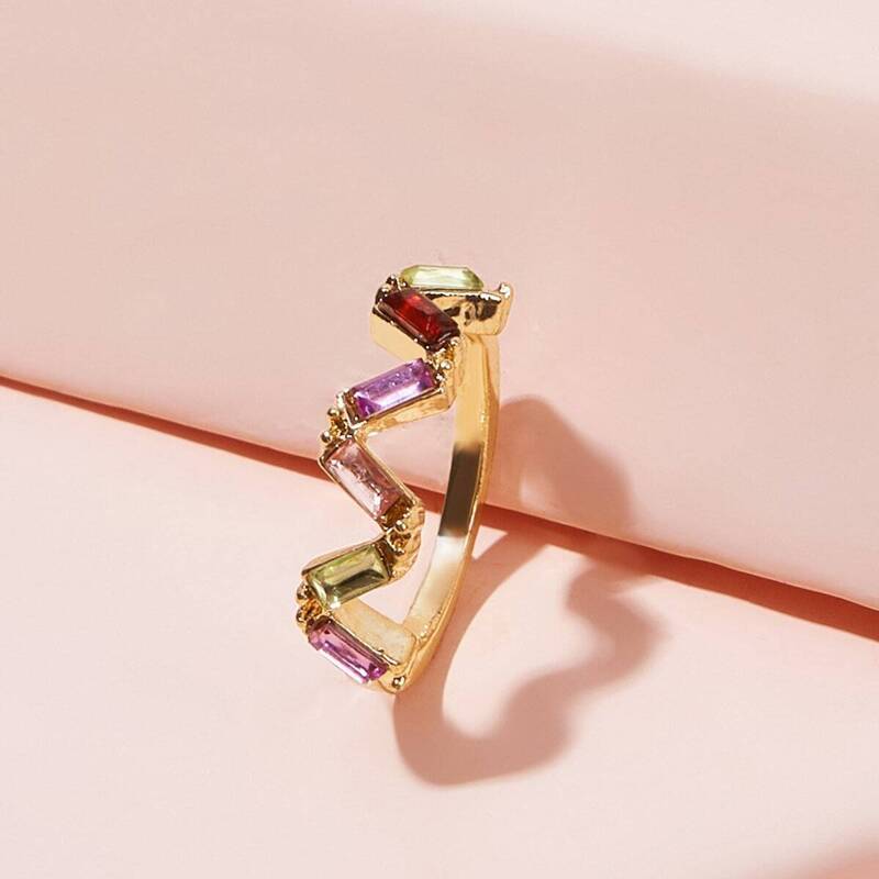 

Colorful Gemstone Decor Ring 1pc, Multicolor