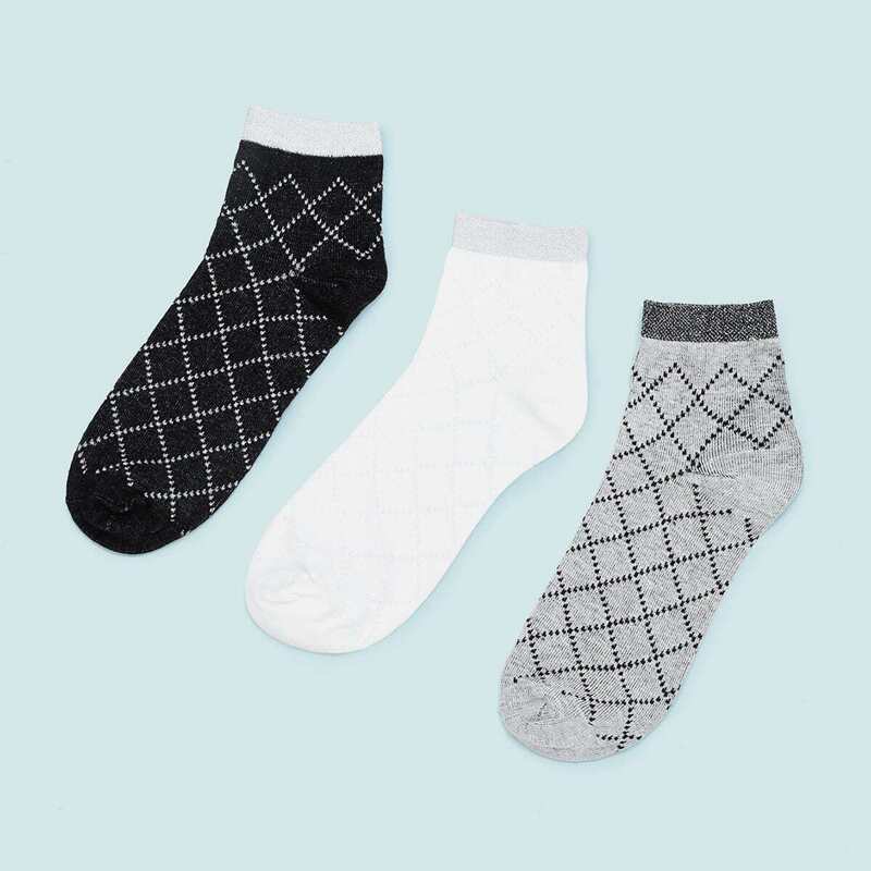 

Plaid Pattern Socks 3pairs, Multicolor