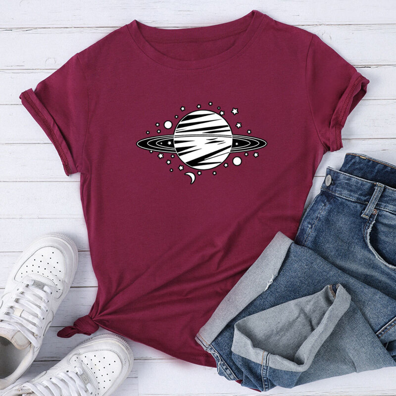 

Planet Print Short Sleeve Tee, Burgundy