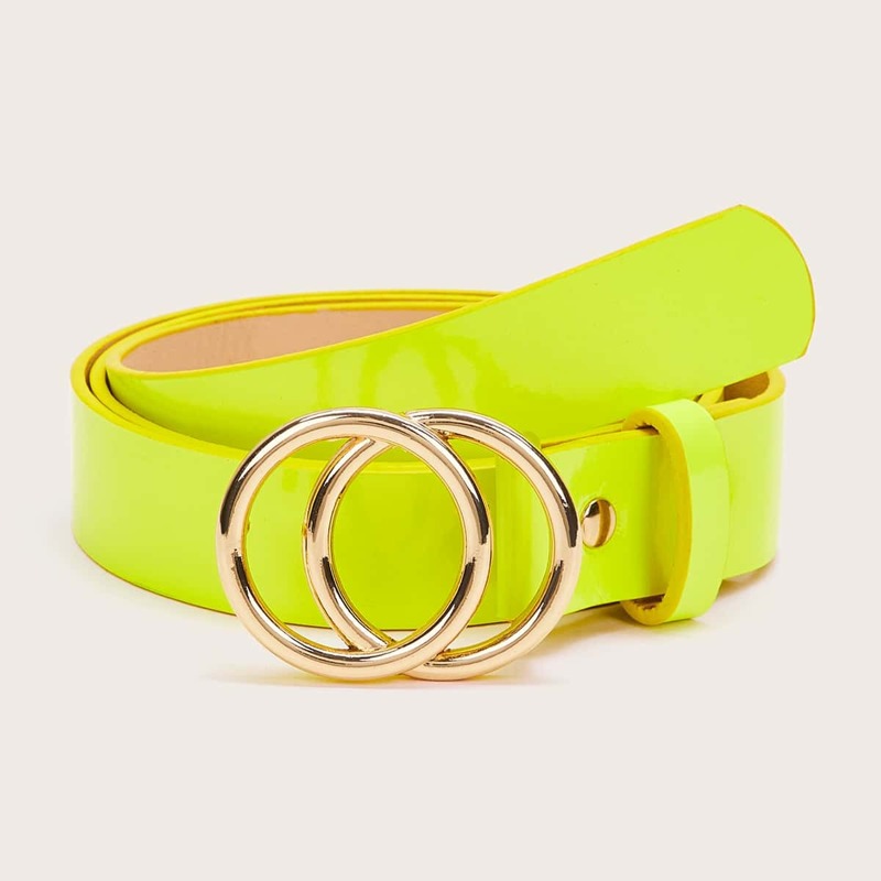 

Double O-ring Neon Yellow Buckle Belt, Yellow neon