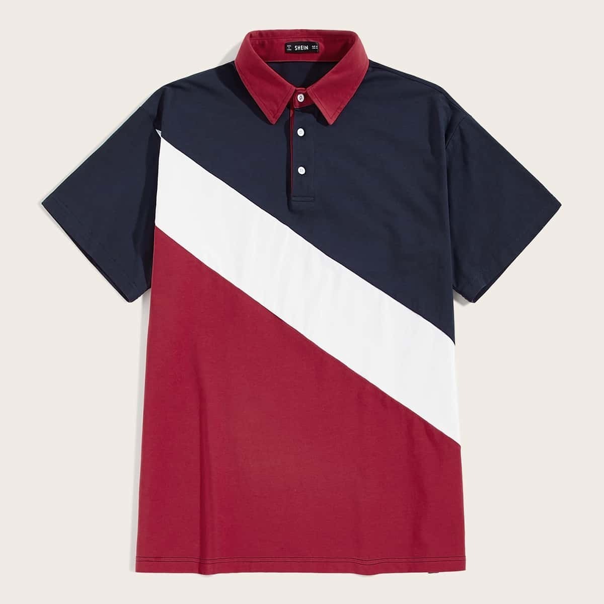 

Guys Contrast Collar Colorblock Polo Shirt, Multicolor