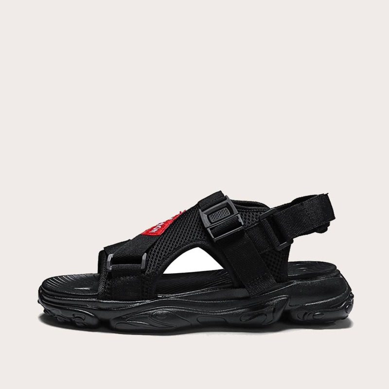 

Guys Open Toe Cut Out Sandals, Black