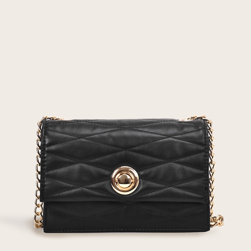 

Quilted Chain Crossbody Bag, Black