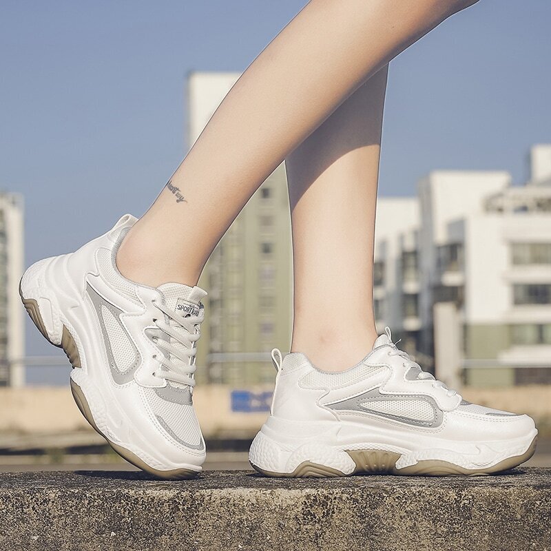 

Lace-up Front Chunky Sole Trainers, White