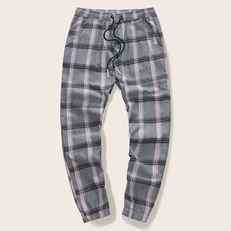 

Guys Plaid Drawstring Waist Sweatpants, Multicolor