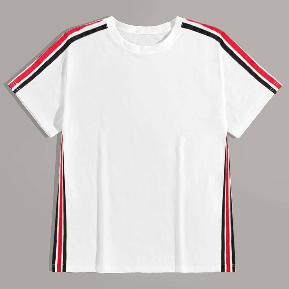 

Guys Side Stripe Short Sleeve Tee, White