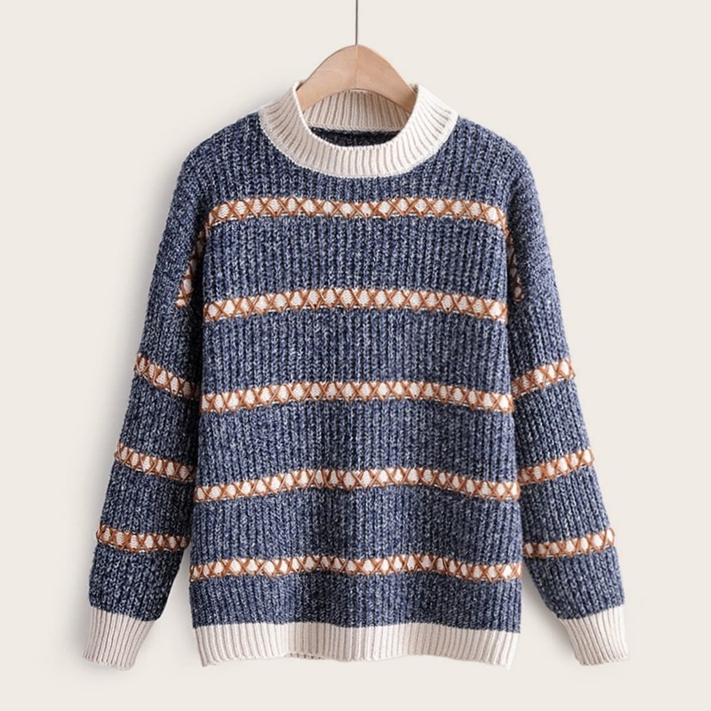 

Drop Shoulder Cut And Sew Jumper, Navy