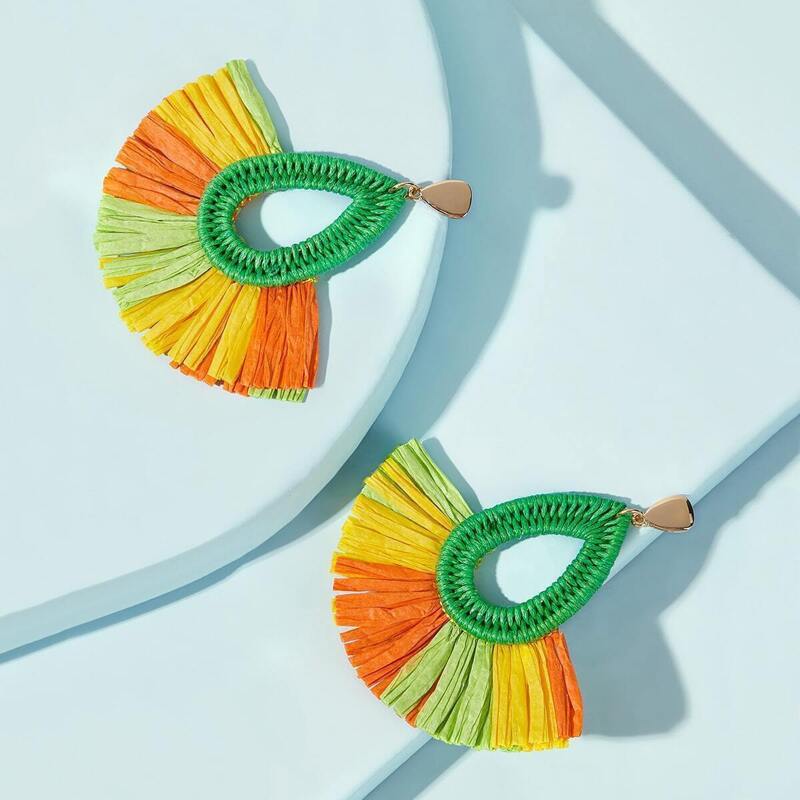 

Fan Tassel Drop Earrings 1pair, Multicolor
