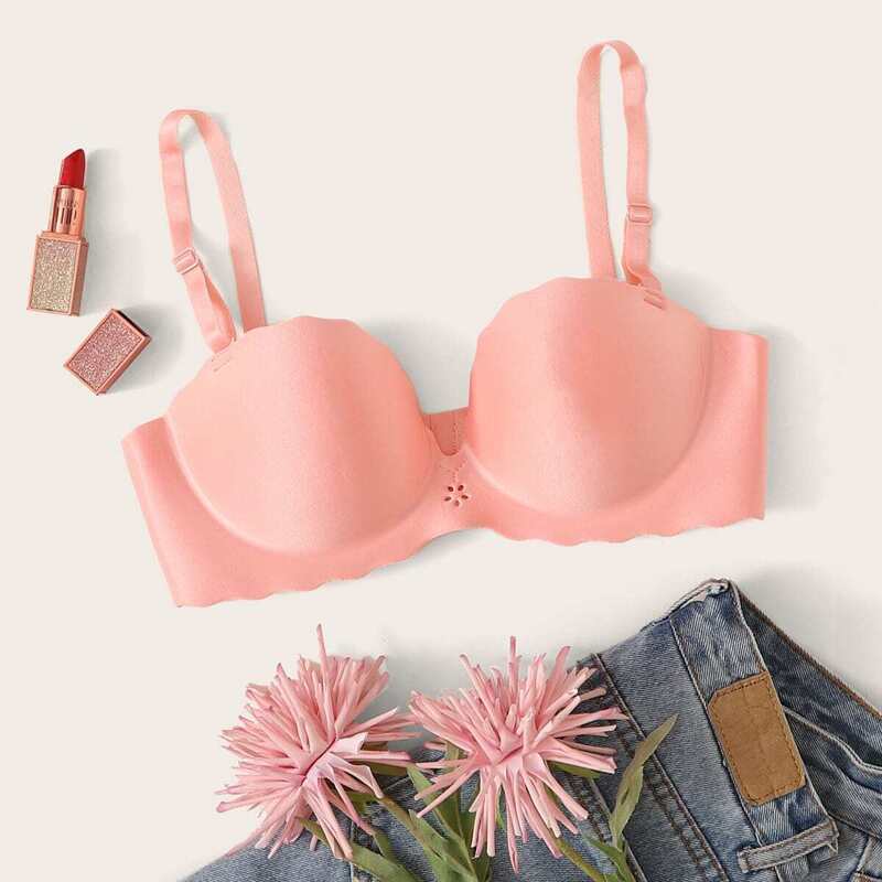 

Adjustable Strap Seamless Bra, Pink