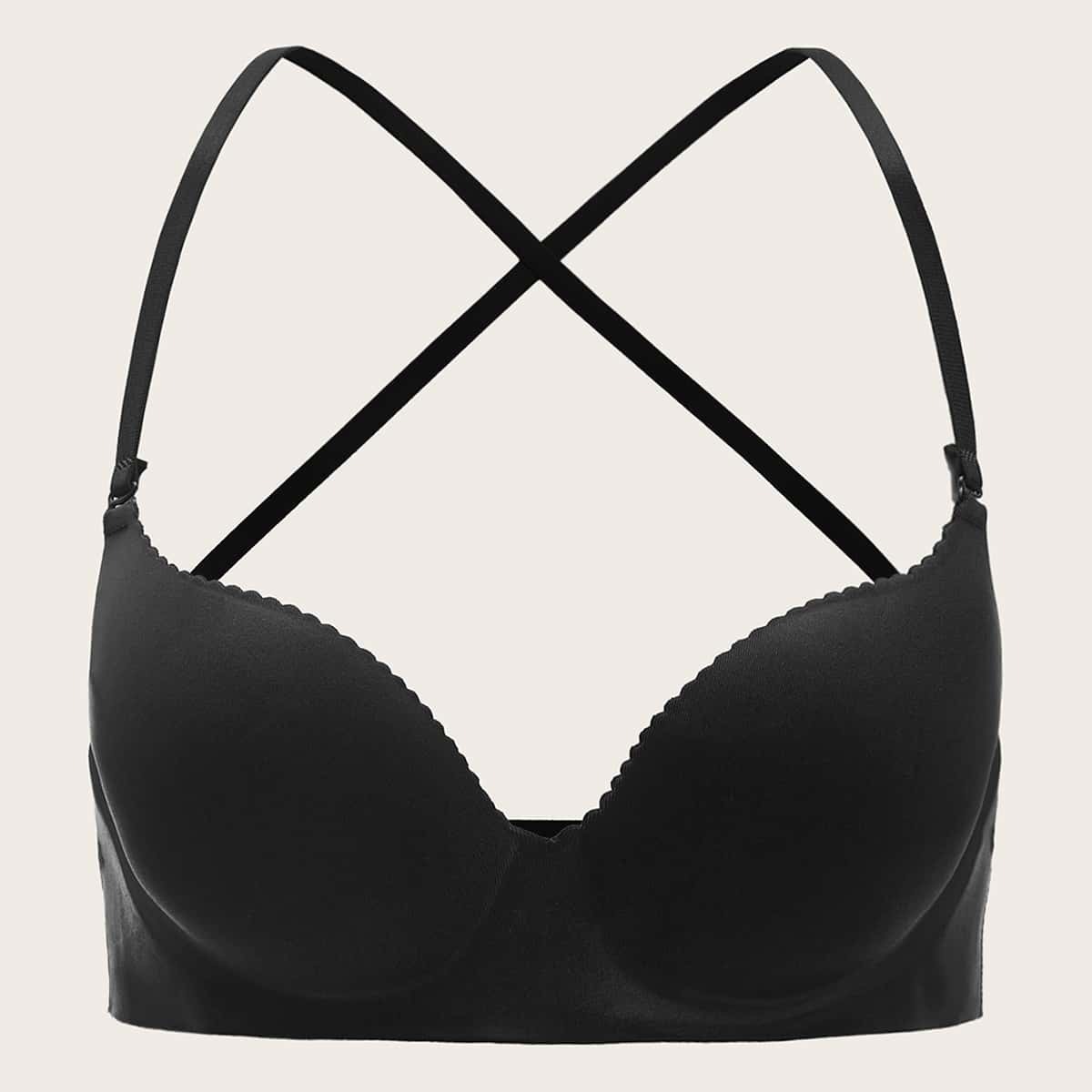 

Crisscross Back Seamless Bra, Black