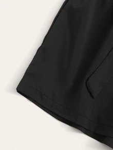 Belted High-Rise Paperbag Waist Shorts - Black - View 5