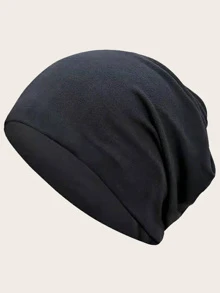 Men Solid Beanie Hat For Winter For Daily Wear Gift For Friend Casual - Black - View 1