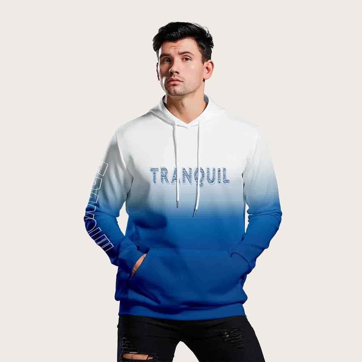 

Guys Letter Print Ombre Drawstring Hooded Sweatshirt