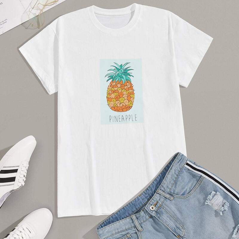 

Guys Pineapple Print Short Sleeve Tee, White