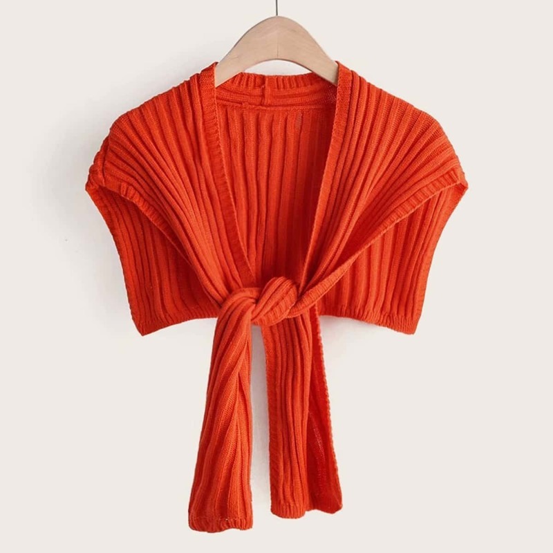 

False Collar Small Shawl Shoulder With Sleeves, Orange bright