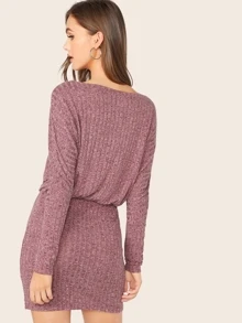 SHEIN Essnce 蝙蝠袖羅紋針織束腰洋裝