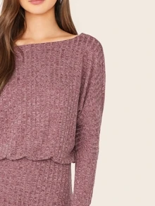 SHEIN Essnce 蝙蝠袖羅紋針織束腰洋裝