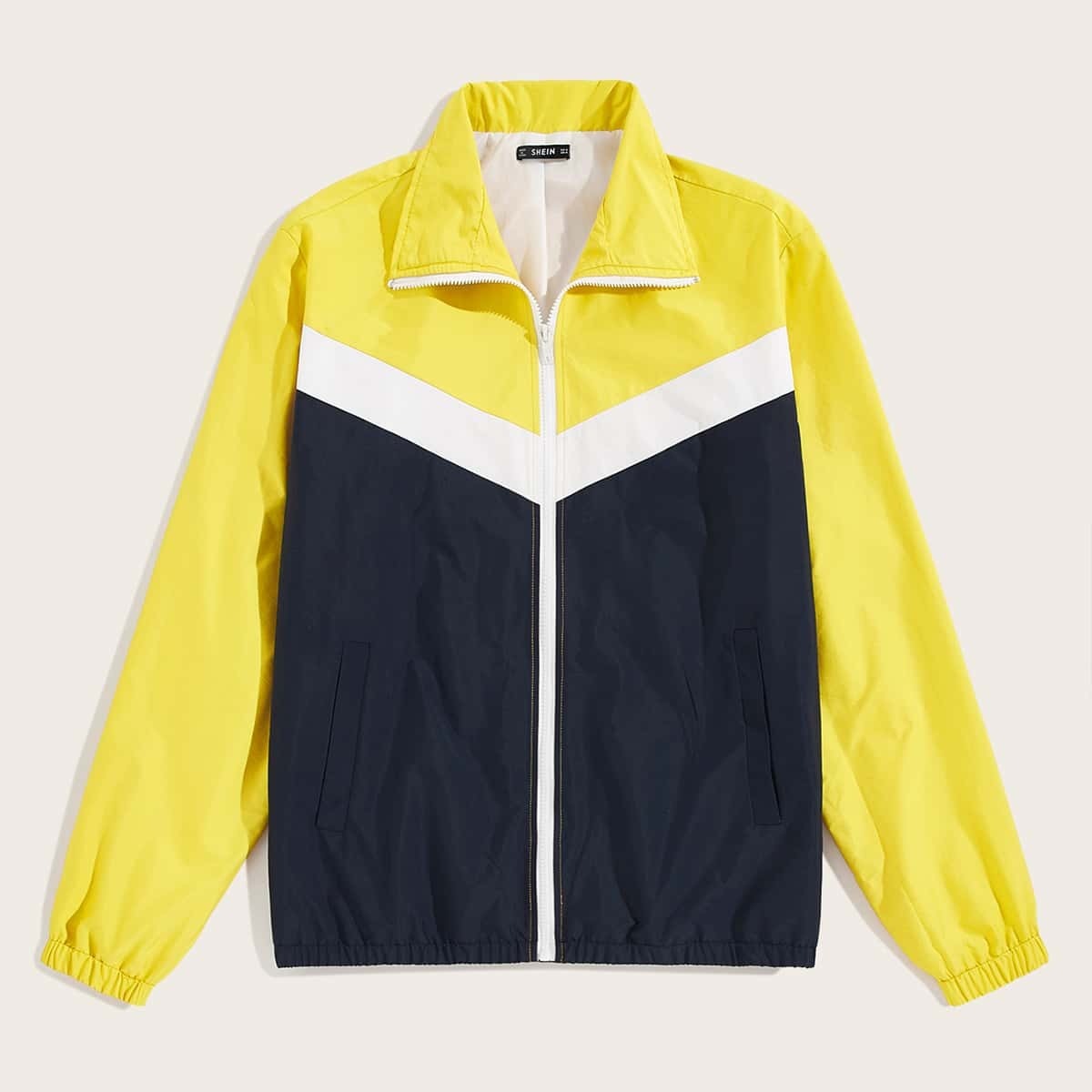 

Guys Cut-and-sew Zip Up Windbreaker Jacket, Multicolor
