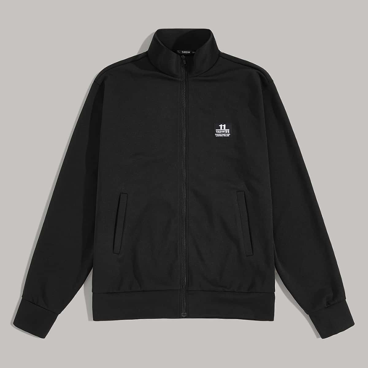 

Guys Zip Up Patched Jacket, Black