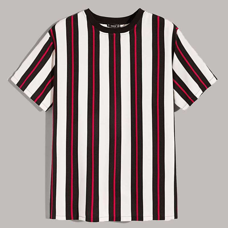 

Guys Contrast Neck Striped Top, Multicolor